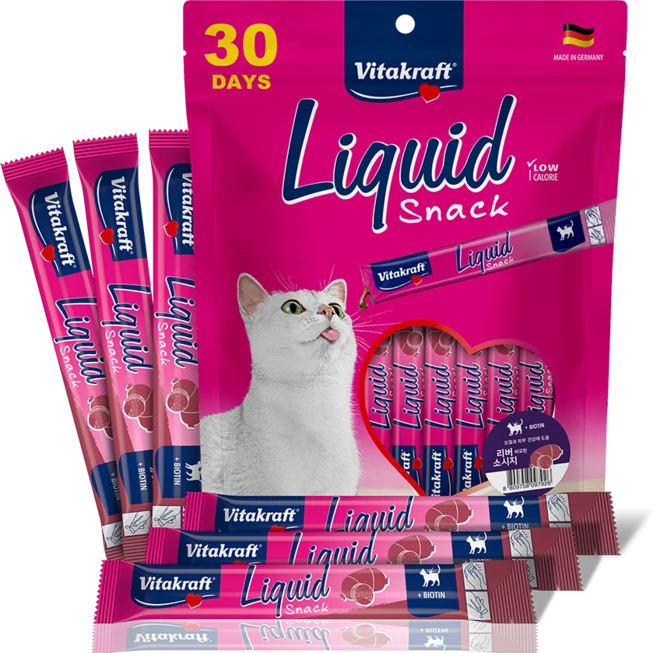 비타크래프트 리퀴드스낵 고양이간식, 리버소시지+비오틴, 15g, 30개 - 쿠팡
