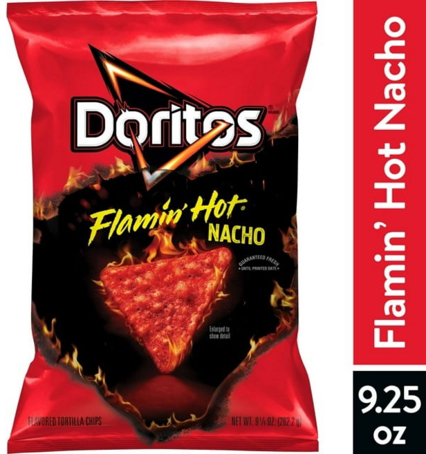 도리토스 플레밍 핫 나초 칩 262.2g Doritos Flamin' Hot Nacho Tortilla Chips 9.25oz, 1개