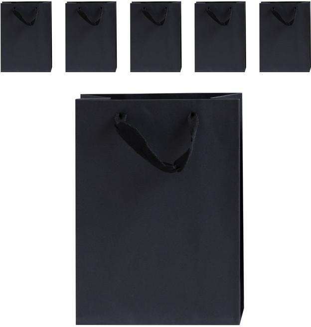 VITALO 프리미엄 무지 쇼핑백 세로형 선물포장 두꺼운 튼튼한 종이 쇼핑백 쇼핑가방 6P, 6개, BL(블랙)