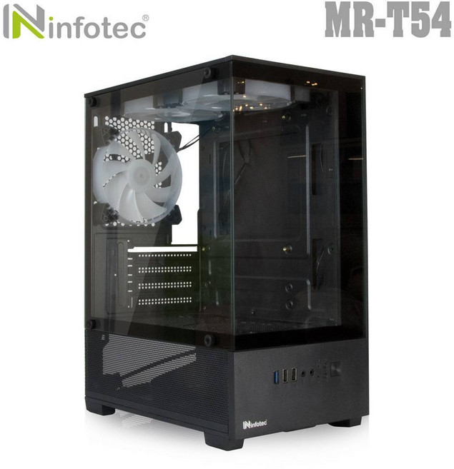 YoYo 3C infotec MR-T54 USB3.0 海景電腦機殼 附3顆RGB風扇, 1個, 黑色