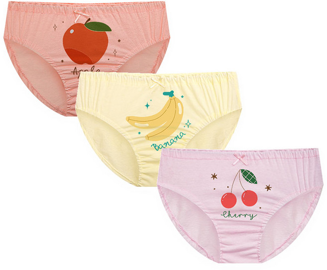 카포포 국내제작 면100 여아 팬티 3매입 과일