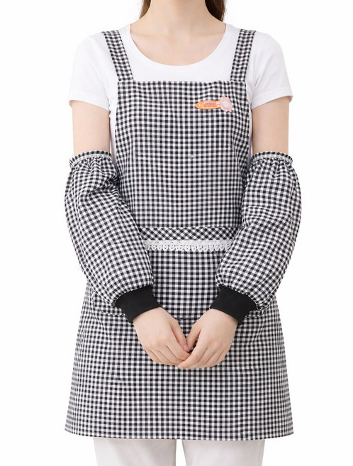 원더블 다용도 앞치마 + 팔토시 세트, 체크