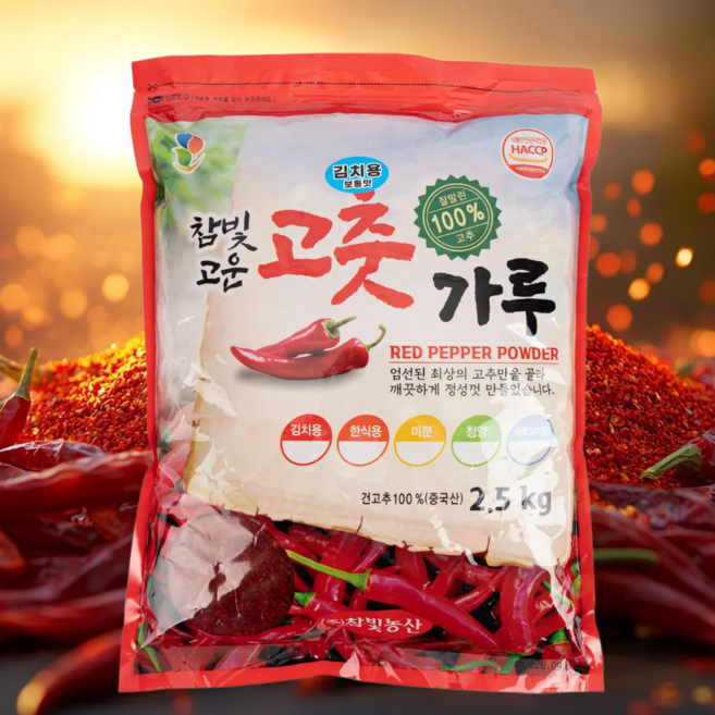 참빛농산 중국산 프리미엄 국내 제조 업소용 고춧가루 김치용, 4개, 2.5kg