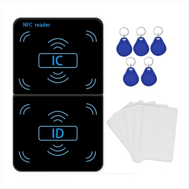 NFC 독자 라이터 복사기 복제기 125kHz 13.56MHz USB UID T5577 EM4305 RFID 키 푸브 스마트 카드 태그 암호화 된 프로그래머, 검은색