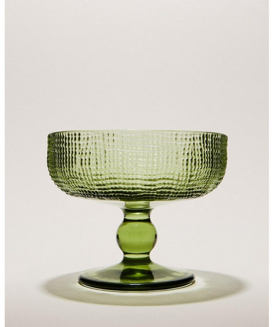 자라홈 브랜드관 엠보싱 유리 디저트 컵 46267412500, 9.9 x 12 x 12 cm, 그린
