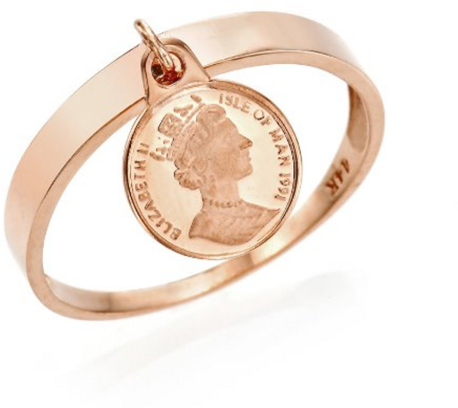 헬로비치나 14K 마르코인 딸랑이 반지(대)