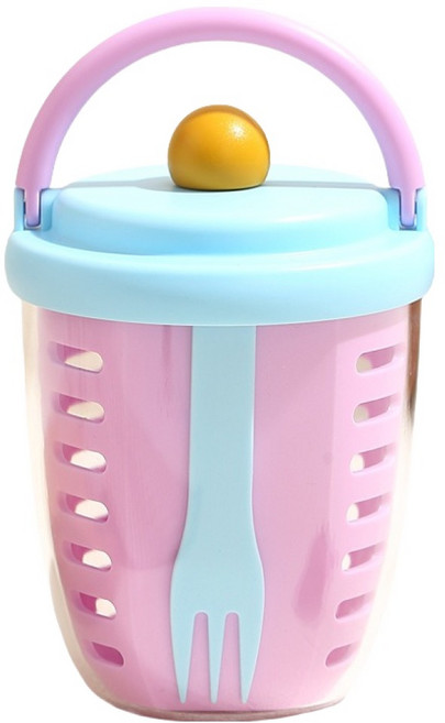 엠토이 BPA FREE 미니 샐러드 과일 도시락 런치팟 + 포크 세트 HB6901, 1개, 레드