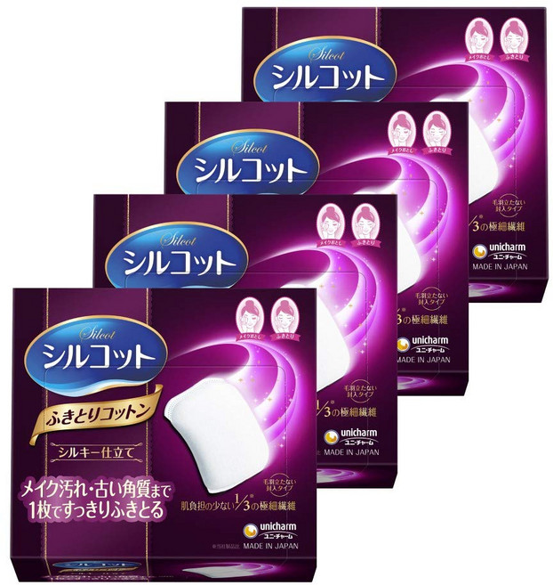 시루콧토 후키토리 코튼 화장솜 32매 4개, 1개