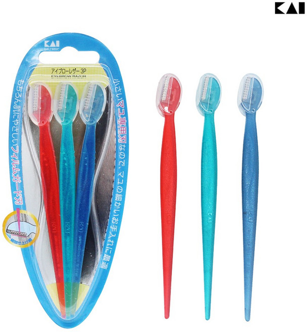 카이 미니 눈썹칼(3P) / 작은 눈썹수정칼, 혼합색상, 1세트