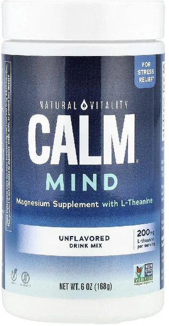 내추럴 바이탈리티 CALM 마인드 마그네슘(l 테아닌 함유) 보충제 드링크 믹스 무맛 168g(6oz), 1개, 168g - 쿠팡