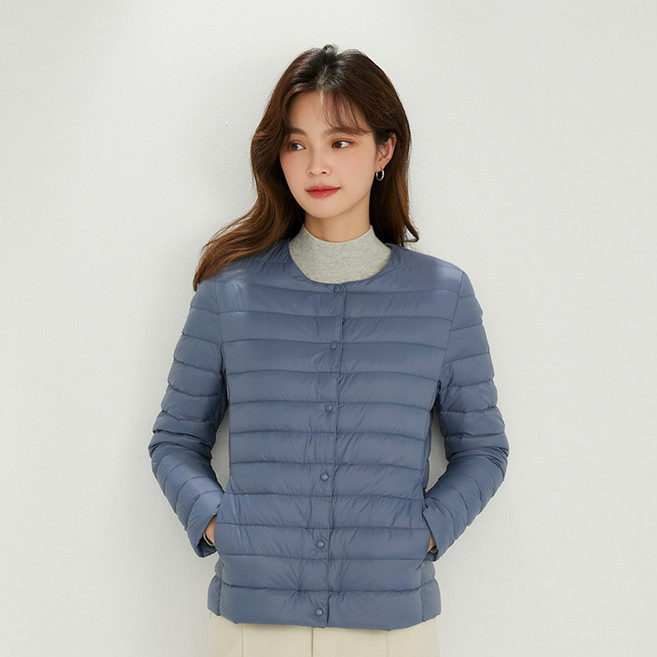 오스틱니 간절기 여성 경량 패딩 방수 골프 패딩 숏패딩 프리미엄 100%융 (라운드넥/브이넥 전환) 빅사이즈 여자구스패딩 보온과 패션을 겸비