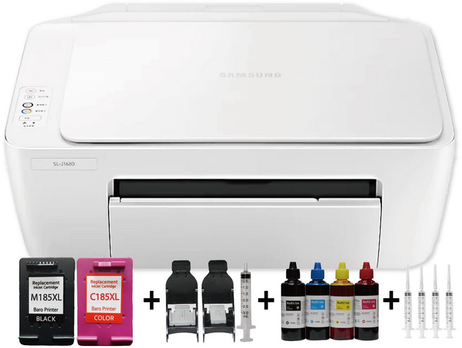 삼성SL-J1680 잉크젯 복합기 가정용 프린터기 무한잉크 리필 20회분 세트 포함, SL-J1680+대용량호환잉크+무한리필 세트