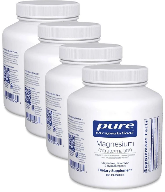 퓨어인캡슐레이션 마그네슘 시트레이트 말레이트 캡슐 Pure Encapsulations Magnesium Citrate Malate, 4개, 180정 - 쿠팡