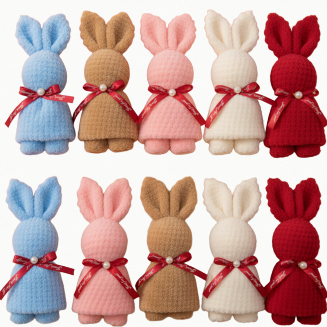 웨일플래닛 핸드타올 답례품 토끼 손수건 세트, 10개, 혼합색상