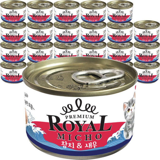 프리미엄 로얄 미쵸 캔 170g x 24개입 고양이 간식 통조림, 24개, 미쵸 새우