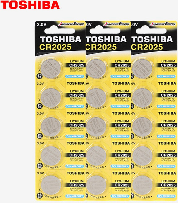 도시바 수은 리튬 3V CR2025 코인 건전지, 3개, 5개입