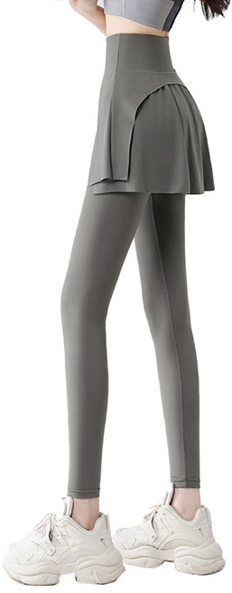 QIDINA 顯瘦假兩件彈力運動鯊魚褲瑜珈褲裙-B 高彈力 運動休閒時尚兼具