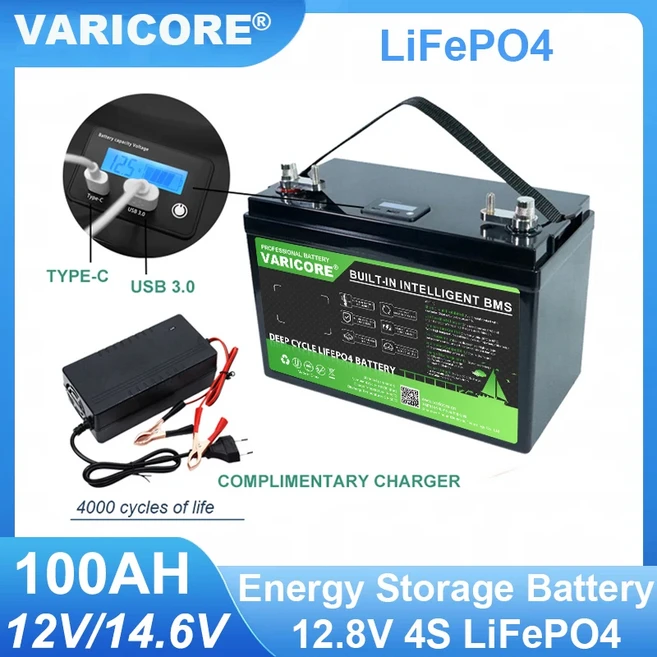 베이스젤 탑젤 제네일VariCore 12.8V 100AH ​​LiFePO4 배터리 12V 철 인산염 배터리 골프 카트 용 6000 사, 04  100AH-USB3.0-10A, 01 CHINA