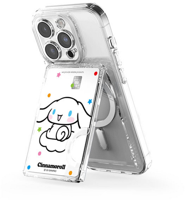 산리오 투명 마그네틱 멀티 스탠드 카드지갑(맥세이프 호환), 1개, 위크앤드_시나모롤