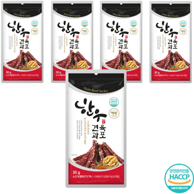 프리미엄 한우 견과육포, 5개, 30g