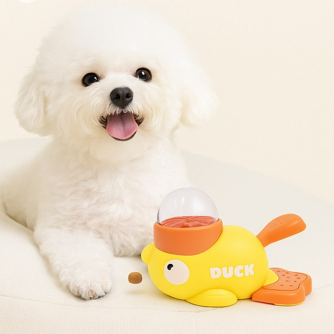 몽몽 강아지 고양이 반려동물 노즈워크 장난감 오리 훈련 디스펜스, 1개, 노란색