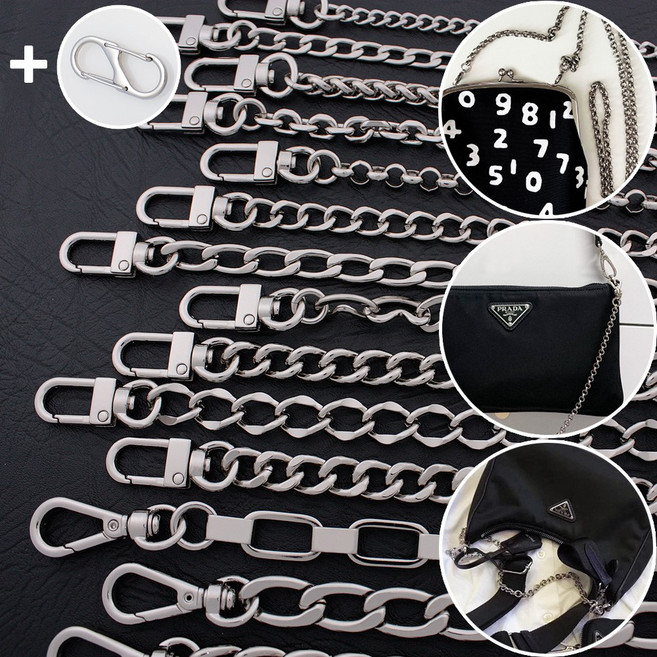 리버스몰 국산 가방 체인줄 스트랩 체인 끈 테수토 지갑 명품 가마구치백 숫자가방 호환 리폼 실버, BS02 실버 6mm, 110cm, 미니고리, 1개