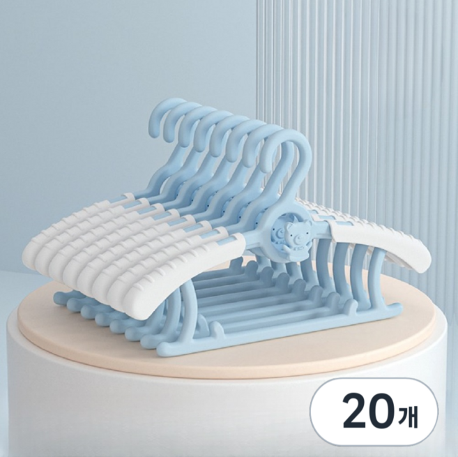 아크배라 길이조절 아동용 논슬립 어깨뿔방지 옷걸이, 블루, 20개