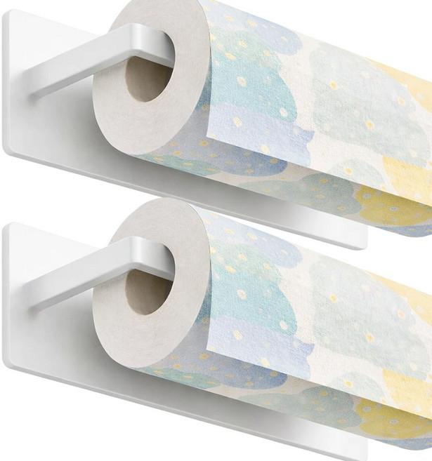 카로히포 무타공 자석 키친타올 걸이, 2개, 화이트