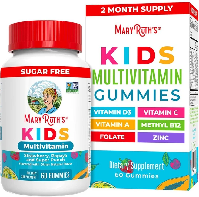 MaryRuth Organics Sugar Free Kids Multivitamin Gummies 메리루스오가닉스 슈가 프리 키드 멀티비타민 구미, 1개, 60정 - 쿠팡