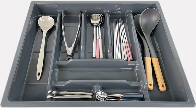 플라스틱 수저분리함/ 300 400 500 600 900 주방정리정돈 다용도 칸칸 싱크대 서랍정리 수저함 트레이 수납장, 그레이, 1개