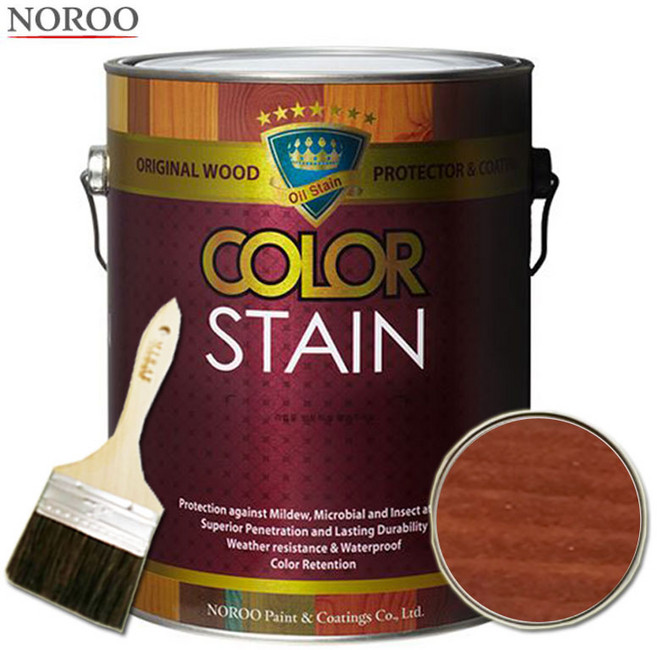 노루페인트 칼라스테인 오일스테인 1.9L + 붓 세트, 엄버2, 1개