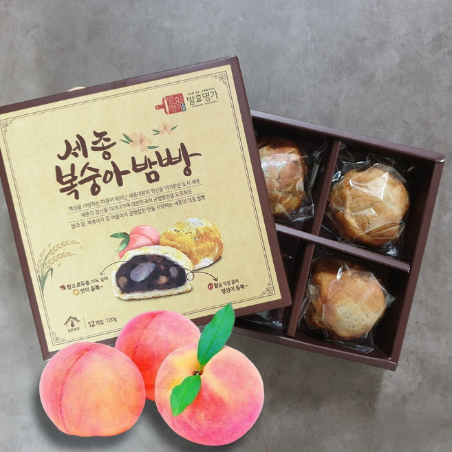 세종 복숭아밤빵 왕 복숭아빵, 복숭아 밤빵 4구, 1개, 240g