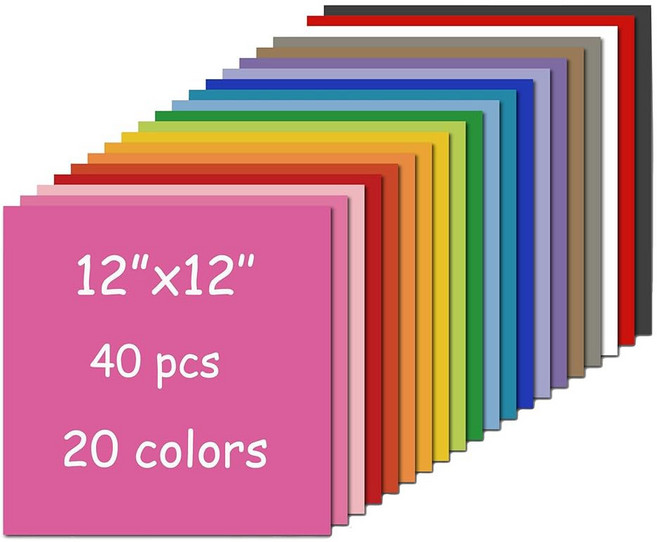 40장 카드스톡 12인치 종이 사무실 85파운드 공예품 프린터 20가지 230G 컬러 DIY 다양한 학교 스크랩북 색상, 12x12 in s