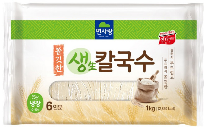 면사랑 쫄깃한생칼국수 1kg 냉장, 1