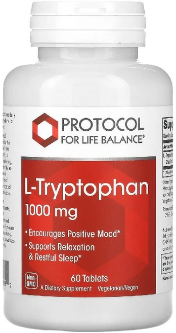 Protocol for Life Balance L-트립토판 1000mg 60 타블렛, 1개, 60정 - 쿠팡