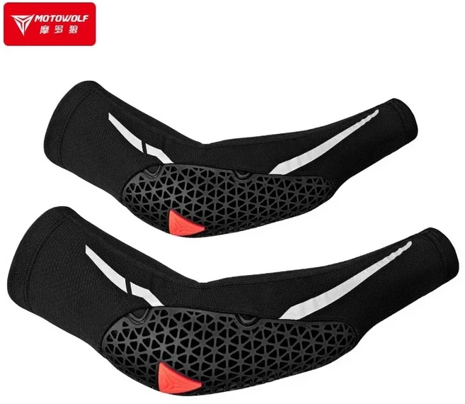 모토울프 여름 통기성 오토바이 팔꿈치 패드 탄성 모토크로스 보호대 MTB 사이클링 암 슬리브 장비, 02 Black, 02 XXL
