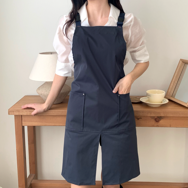 드로우데이즈 H형 가벼운 주방 앞치마 예쁜 방수 앞치마, 1개, 네이비