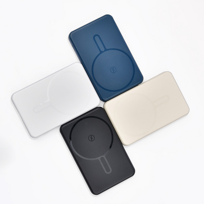 우드스탁 대용량 15W 무선충전 맥세이프 PD 22.5W 고속 충전 보조배터리, 5000mAh, 아이보리