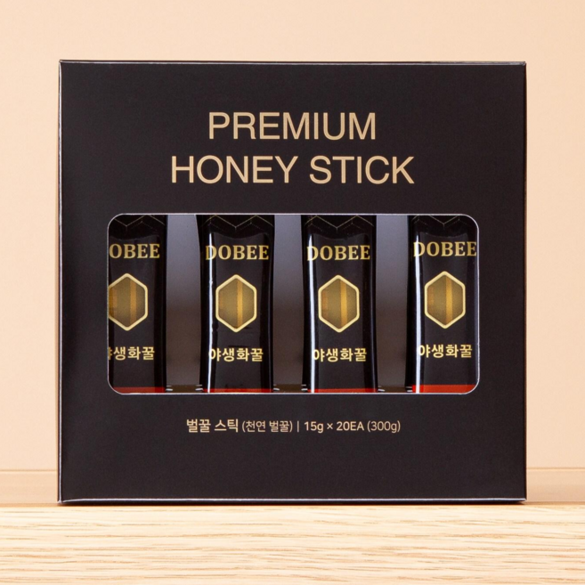 DOBEE 자연산 야생화 벌꿀스틱(천연벌꿀100%) 고급선물(쇼핑백 포함), 20개, 15g