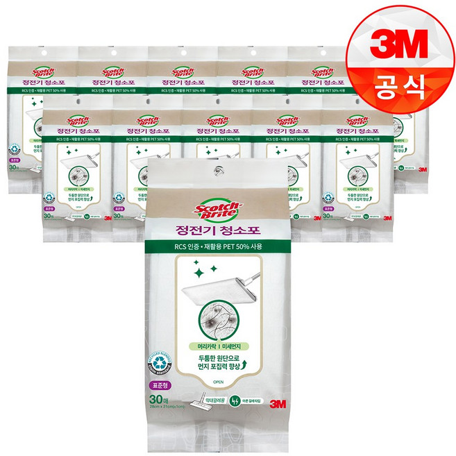 3M 정전기 청소포 표준형 30매, 12개