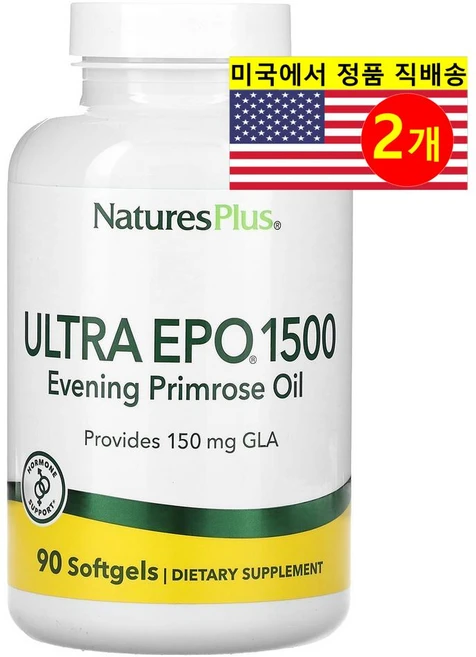 NaturesPlus 울트라 EPO0 1500 달맞이꽃 오일 Evening Primrose Oil, 90정, 2개 - 쿠팡