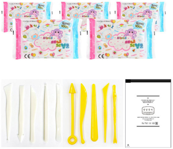 피노키오 지점토 5개+점토도구 10종+보관용지퍼백, 1개