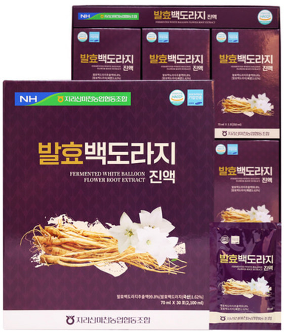 발효백도라지국산 전통원료10종함유 지리산마천농협 발효 백도라지 진액 70ml 0포 [스마트세일즈], 2.1L, 5박스