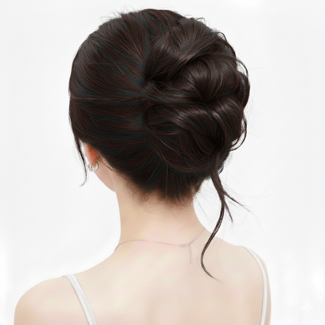 노블바인 볼륨 똥머리 부분가발 번메이커 업스타일, 1개, 딥초코브라운