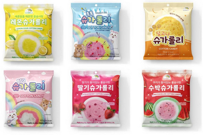 슈가롤리 솜사탕 6가지 다양한 맛 유치원 선물 파티간식, 빅슈가