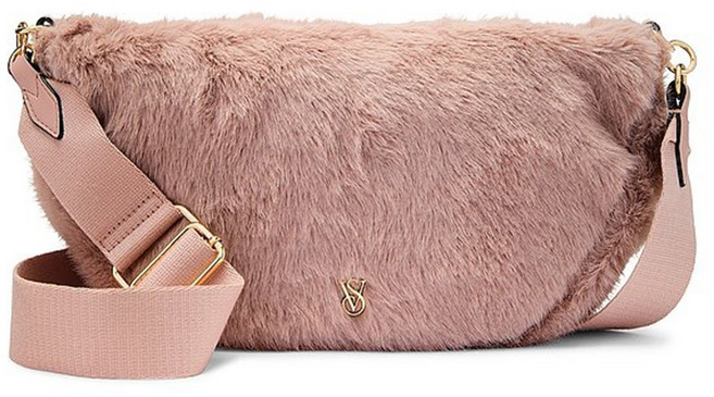 Victoria's Secret Teddy Sling Bag 泰迪絨毛包, 粉膚色