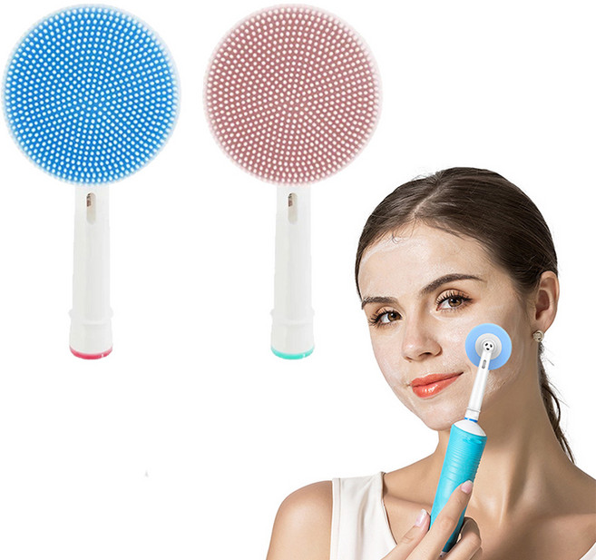 페이셜 클렌징 세안 브러쉬 헤드 전동칫솔용 실리콘 진동 전동솔 페이스 스킨 케어 도구, 1개, 블루