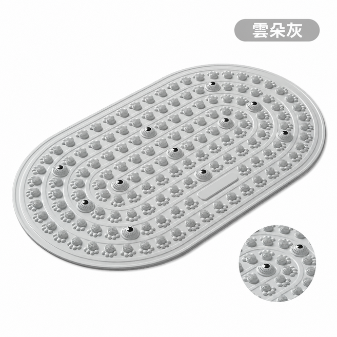 防滑按摩浴墊 軟膠磁石指壓板, 灰色【升級軟膠磁石二合一】, 1個