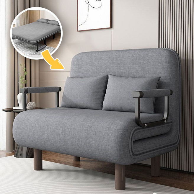하루꿈 패브릭 접이식 쇼파베드 소파 침대 겸용 1/2/3인용 침대 다용도 등받이 각도조절 거실 좌식 소파침대, 다크 그레이
