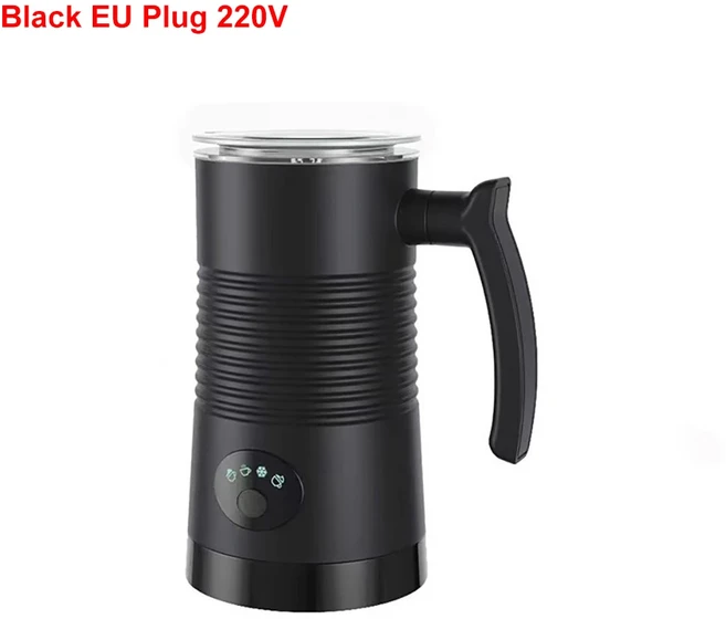 전기 우유 거품기 자동 커피 카푸치노 라떼용 4 in1 핫 앤 콜드 제조기, 02 Black EU Plug